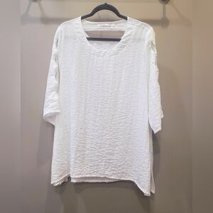 Lulu B Tunic Top Triangular Cut Out Sleeves Rear Neck Semi Sheer Size XL…